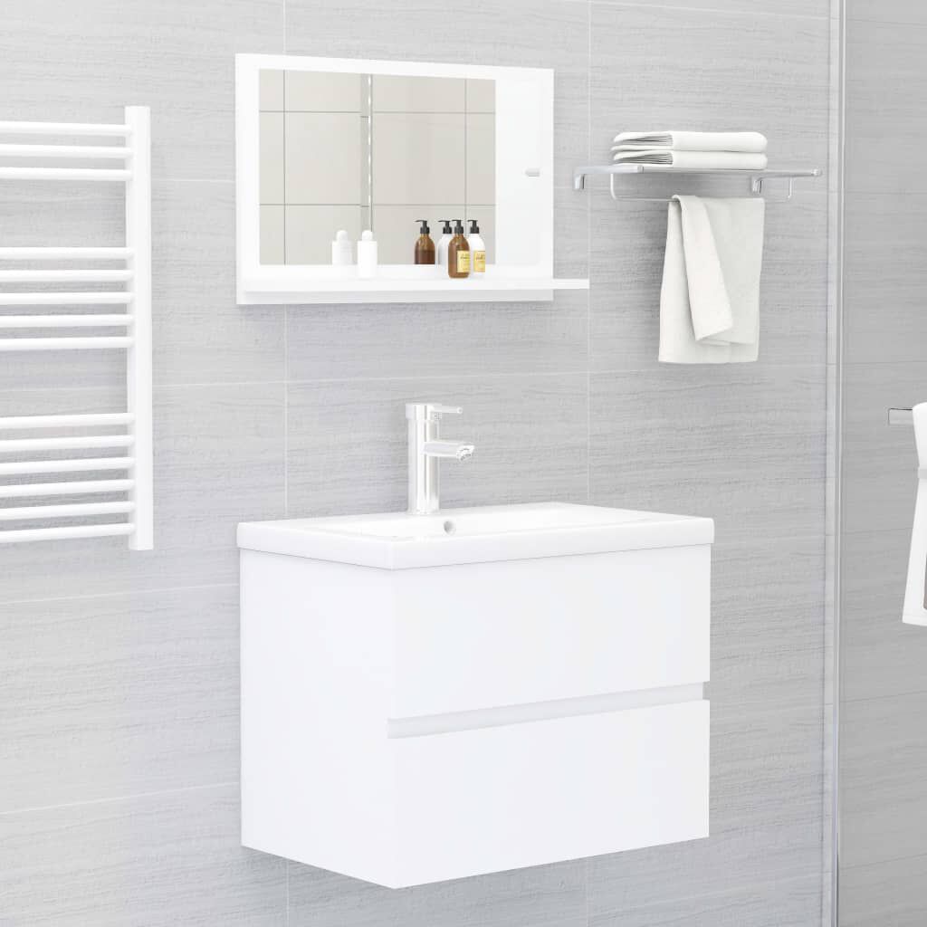 vidaXL Καθρέφτης Μπάνιου Λευκός 60 x 10,5 x 37 εκ. Επεξ. Ξύλο