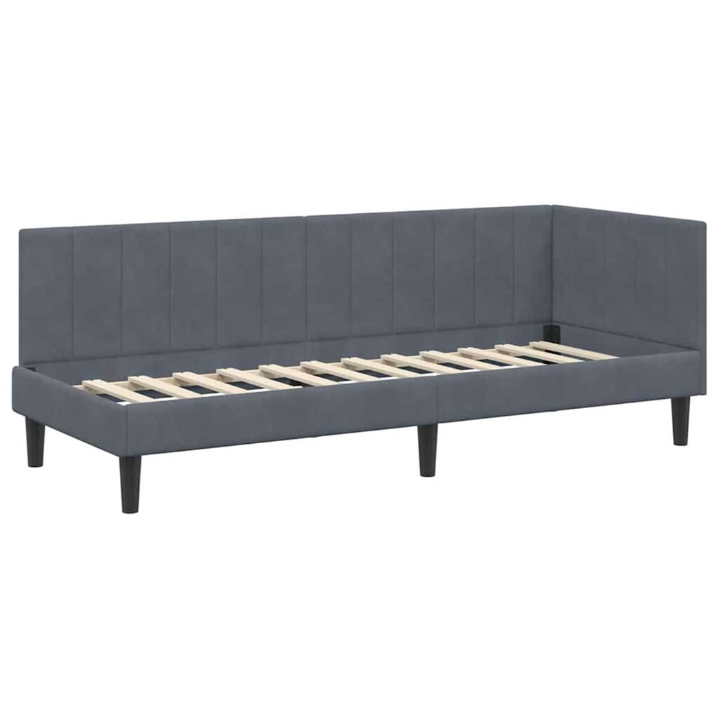 vidaXL Κρεβάτι Γωνίας με στρώμα Σκούρο γκρι 80 x 200 cm Βελούδο