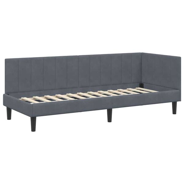 vidaXL Κρεβάτι Γωνίας με στρώμα Σκούρο γκρι 80 x 200 cm Βελούδο