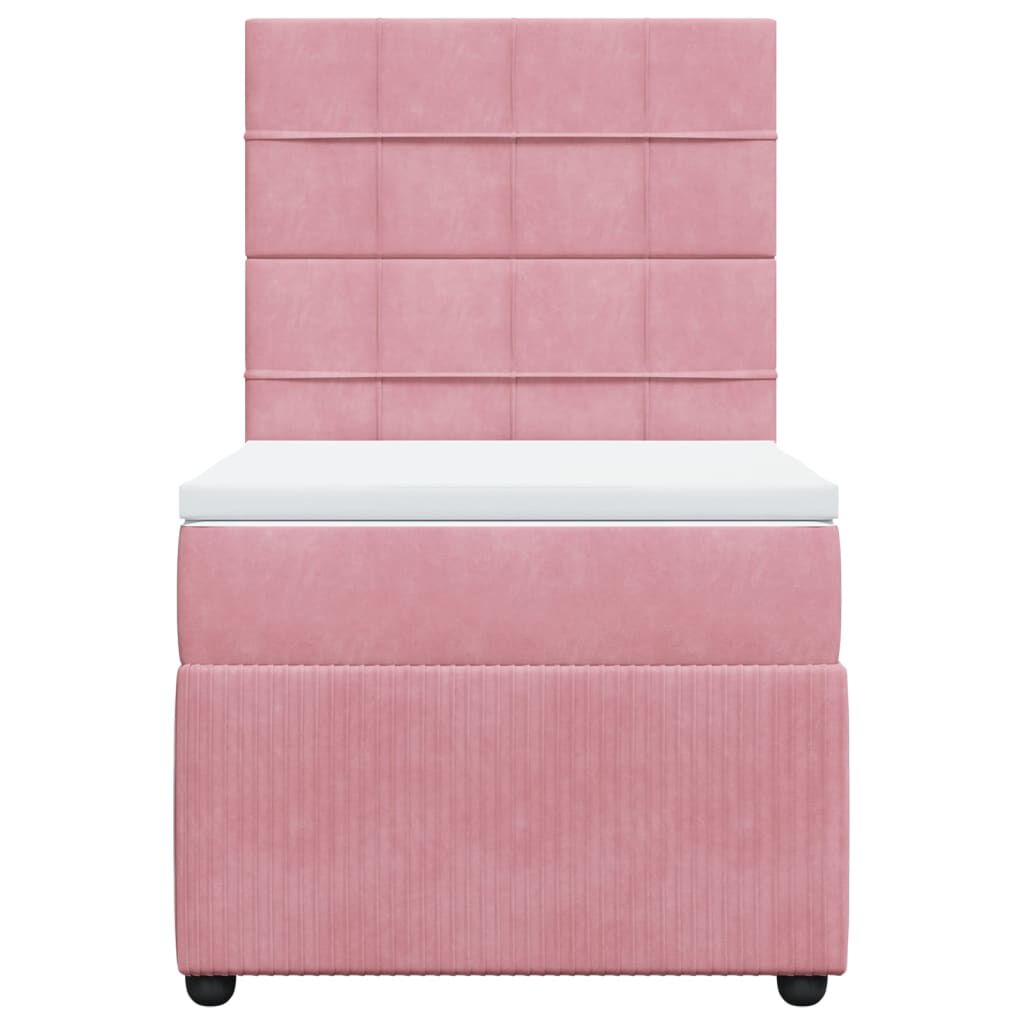 vidaXL Κρεβάτι Boxspring με Στρώμα Ροζ 100x200 εκ. Βελούδινο