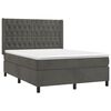 vidaXL Κρεβάτι Boxspring με Στρώμα & LED Σκ. Γκρι 140x200εκ. Βελούδινο