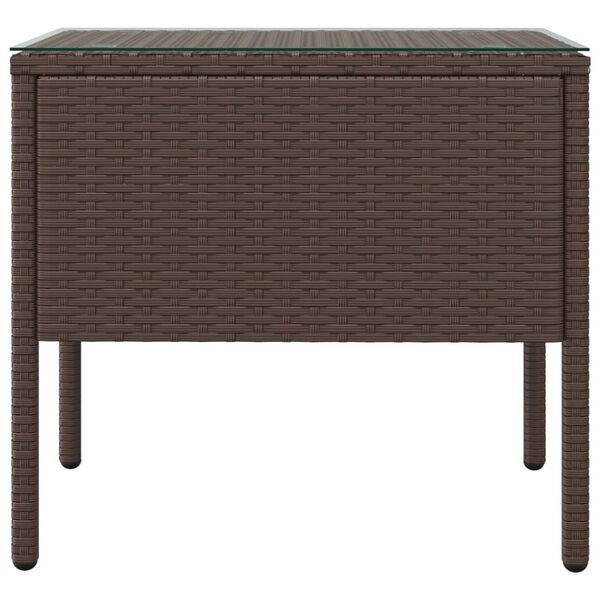 vidaXL Βοηθητικό Τραπεζάκι Καφέ 53x37x48 εκ. Συνθ. Ρατάν/ Ψημένο Γυαλί