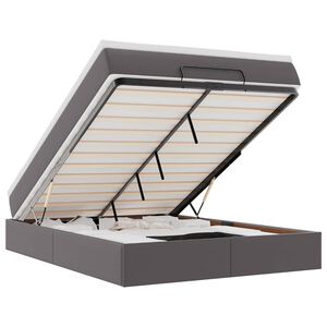 vidaXL Οθωμανικό κρεβάτι με στρώμα Γκρι 140x200cm Faux Leather