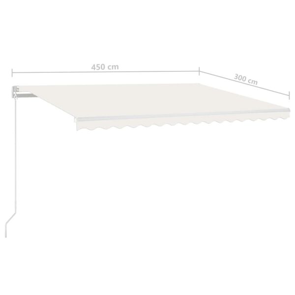 vidaXL Τέντα Αυτόματη με LED και Αισθητήρα Ανέμου Κρεμ 450 x 300 εκ.