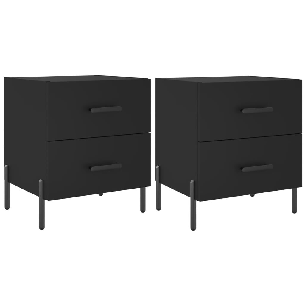 vidaXL Κομοδίνα 2 τεμ. Μαύρα 40 x 35 x 47,5 εκ. από Επεξεργασμένο Ξύλο