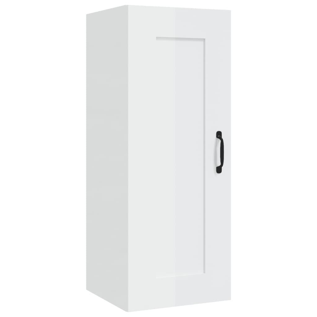 vidaXL Ντουλάπι Κρεμαστό Γυαλ. Λευκό 35x34x90 εκ. Επεξεργασμένο Ξύλο