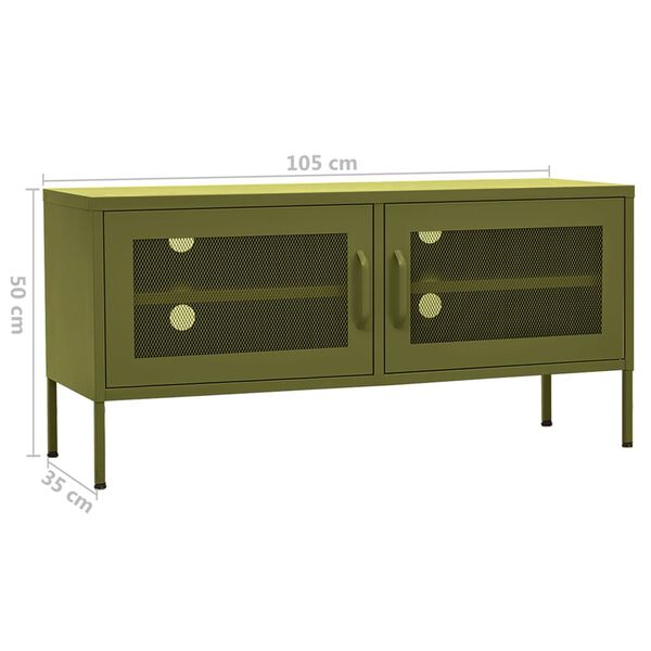 vidaXL Έπιπλο Τηλεόρασης Πράσινο Λαδί 105x35x50 εκ. από Ατσάλι