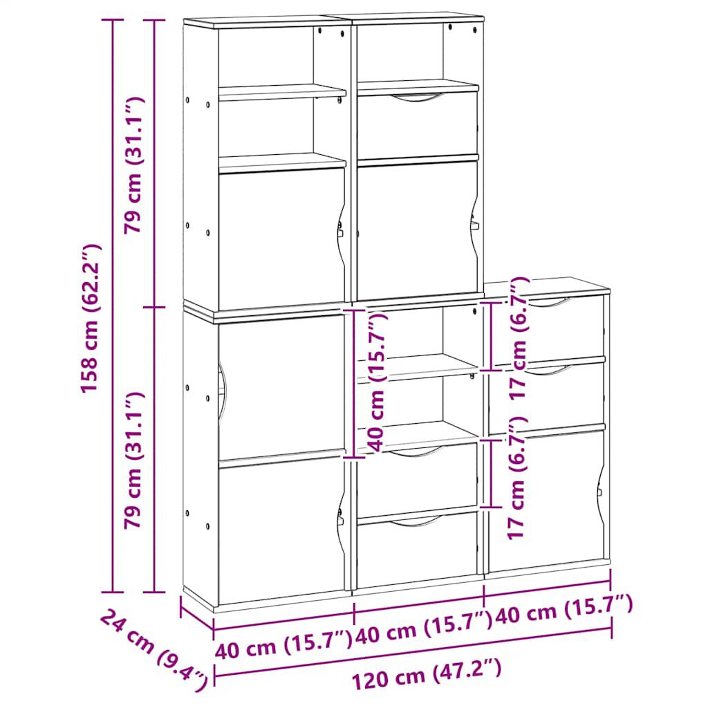 vidaXL Πλαϊνά ντουλάπια 5 τεμ. ODDA 40x24x79 εκ. από Μασίφ Ξύλο Πεύκου