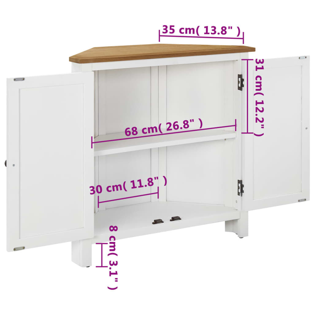 vidaXL Ντουλάπι Γωνιακό 80 x 33,5 x 78 εκ. από Μασίφ Ξύλο Δρυός