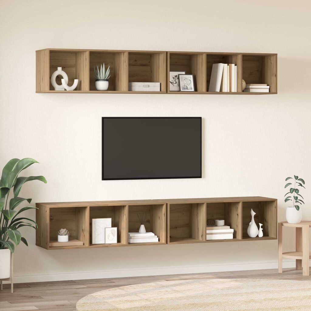 vidaXL Τηλεοπτική Κάβα Τοίχου 4 pcs artisan δρυς 37 x 37 x 107.5 εκ