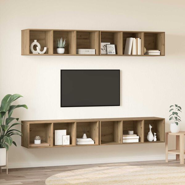 vidaXL Τηλεοπτική Κάβα Τοίχου 4 pcs artisan δρυς 37 x 37 x 107.5 εκ