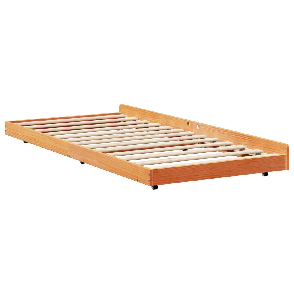 vidaXL Κρεβάτι Καφέ κερωμένο Μασίφ ξύλο 90 x 190 cm Ανθεκτικό Κρεβάτι