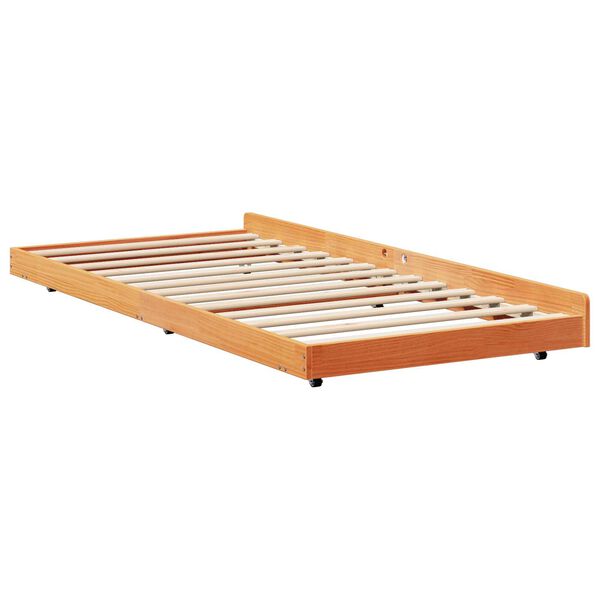 vidaXL Κρεβάτι Καφέ κερωμένο Μασίφ ξύλο 90 x 190 cm Ανθεκτικό Κρεβάτι