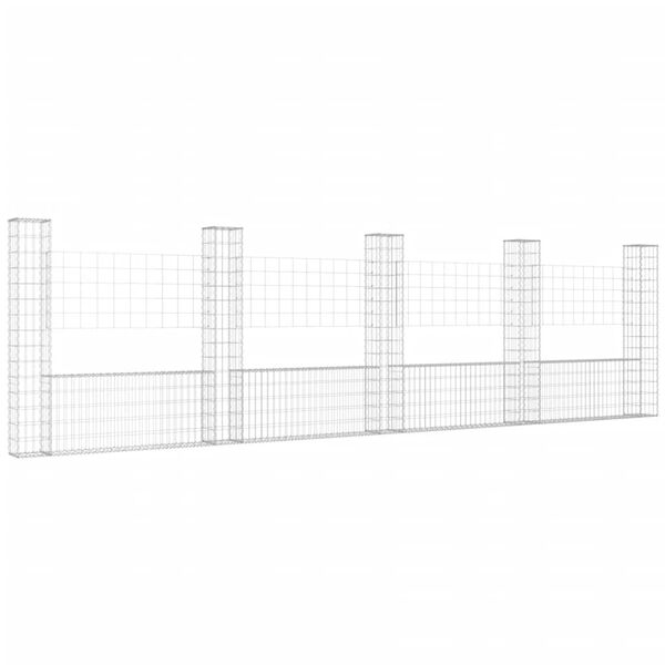 vidaXL Συρματοκιβώτιο σε U Σχήμα με 5 Στύλους 500x20x150 εκ Σιδερένιο