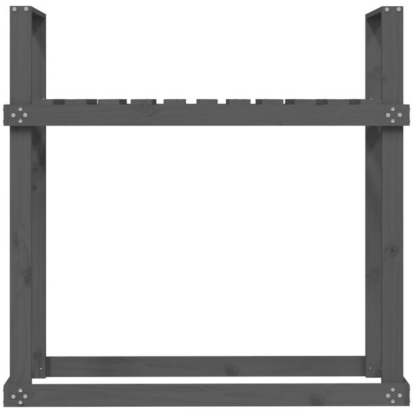 vidaXL Ραφιέρα Καυσόξυλων Γκρι 110x35x108,5 εκ. από Μασίφ Ξύλο Πεύκου