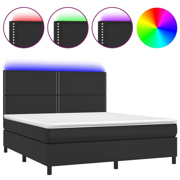 vidaXL &Kappa;&rho;&epsilon;&beta;ά&tau;&iota; Boxspring &mu;&epsilon; &Sigma;&tau;&rho;ώ&mu;&alpha; & LED &Mu;&alpha;ύ&rho;&omicron; 180x200 &epsilon;&kappa;. &Sigma;&upsilon;&nu;&theta;. &Delta;έ&rho;&mu;&alpha;