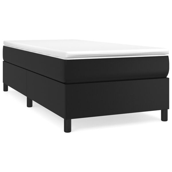 vidaXL Κρεβάτι Boxspring με Στρώμα Μαύρο 90x200εκ. από Συνθετικό Δέρμα