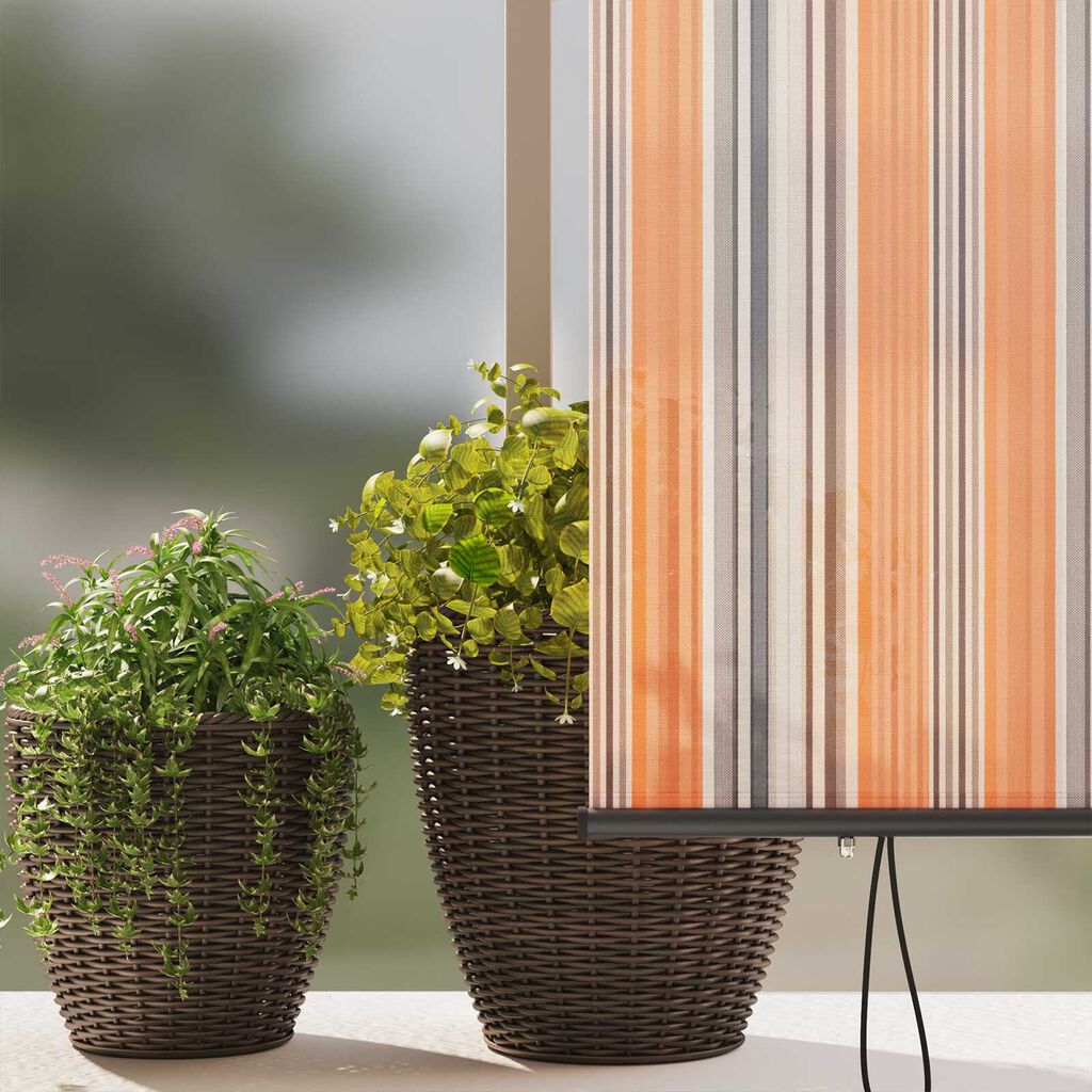 vidaXL Εξωτερικό ρολό Ριγέ Κίτρινο και μπλε 220 x 250 cm ύφασμα
