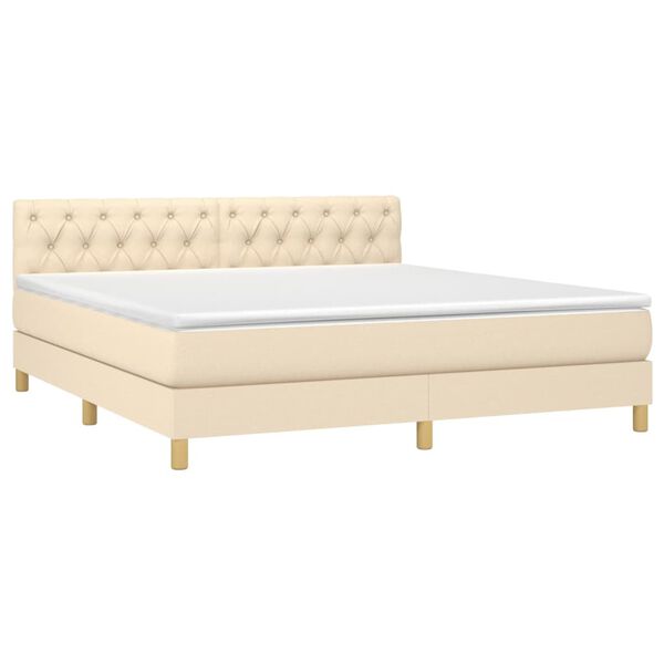 vidaXL &Kappa;&rho;&epsilon;&beta;ά&tau;&iota; Boxspring &mu;&epsilon; &Sigma;&tau;&rho;ώ&mu;&alpha; &Kappa;&rho;&epsilon;&mu; 160x200 &epsilon;&kappa;. &Upsilon;&phi;&alpha;&sigma;&mu;ά&tau;&iota;&nu;&omicron;