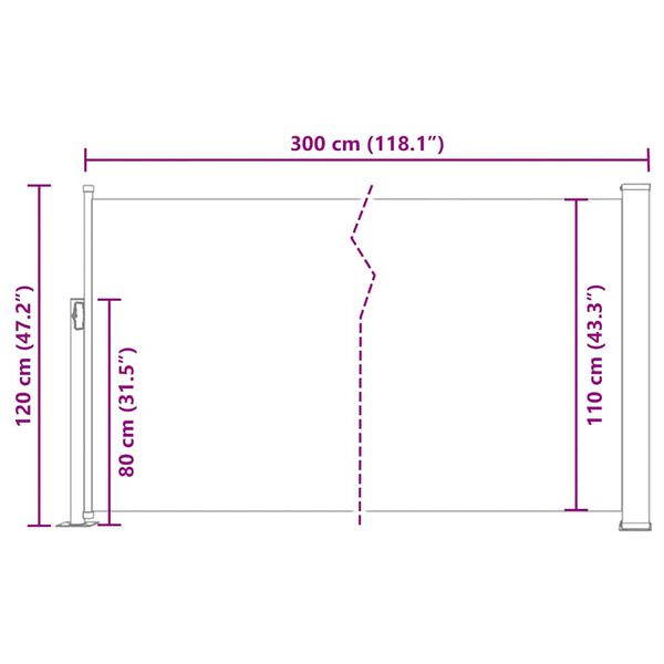 vidaXL Σκίαστρο Πλαϊνό Συρόμενο Γκρι 120 x 300 εκ.
