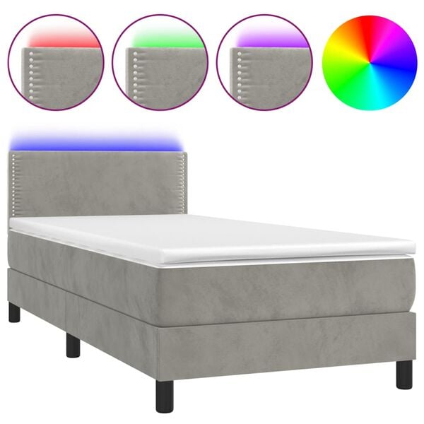 vidaXL &Kappa;&rho;&epsilon;&beta;ά&tau;&iota; Boxspring &mu;&epsilon; &Sigma;&tau;&rho;ώ&mu;&alpha; & LED &Alpha;&nu;.&Gamma;&kappa;&rho;&iota; 100x200 &epsilon;&kappa;. &Beta;&epsilon;&lambda;&omicron;ύ&delta;&iota;&nu;&omicron;
