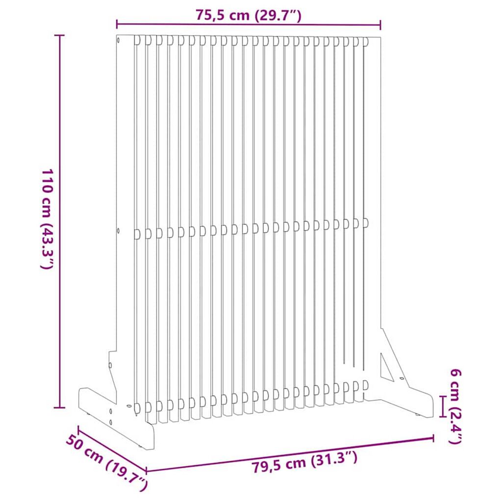 vidaXL Διαχωριστικό Ιδιωτικότητας Καστανό 79.5 x 50 x 110 εκ.