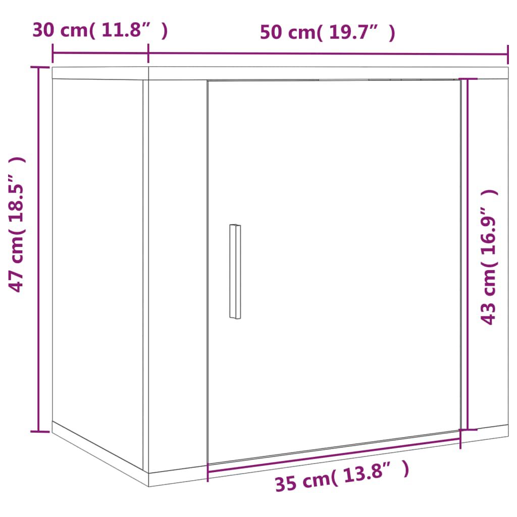 vidaXL Κομοδίνο Επιτοίχιο Γυαλιστερό Λευκό 50x30x47 εκ.
