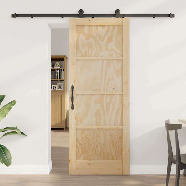vidaXL Συρόμενη Πόρτα ORKDAL Φυσικό και μαύρο 78 x 202 εκ.
