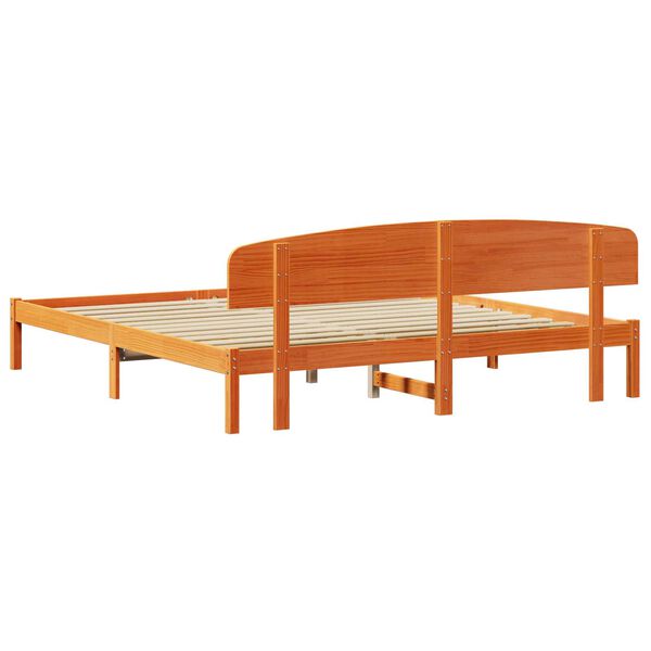 vidaXL Κρεβάτι με Κεφαλάρι Καφέ 180x200 εκ Μασίφ Ξύλο Πεύκου