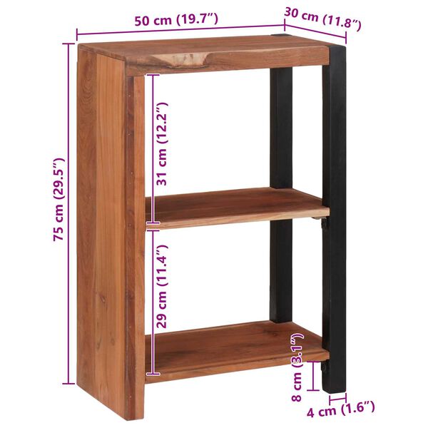 vidaXL Βιβλιοθήκη Καφέ, Μαύρο 80 x 30 x 110 εκ. Στερεό Ξύλο Ακακίας