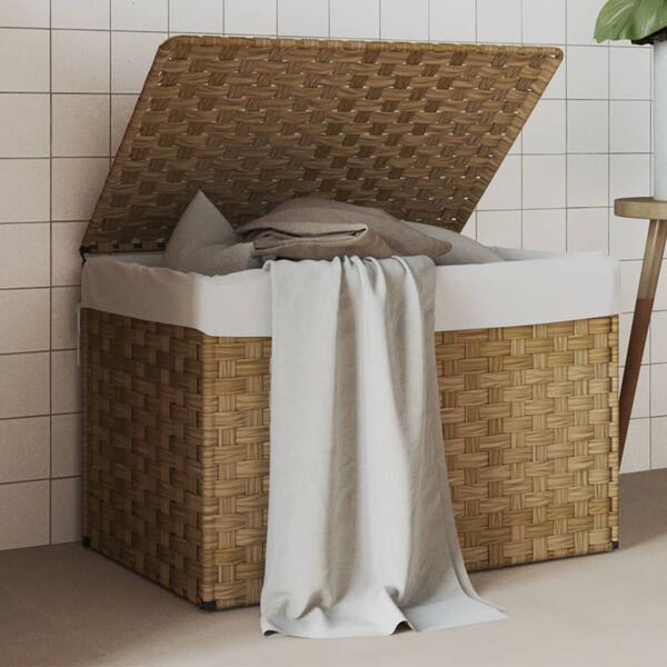 vidaXL Καλάθι Πλυντηρίου με Καπάκι 55,5 x 35 x 34 εκ. από Συνθ. Ρατάν