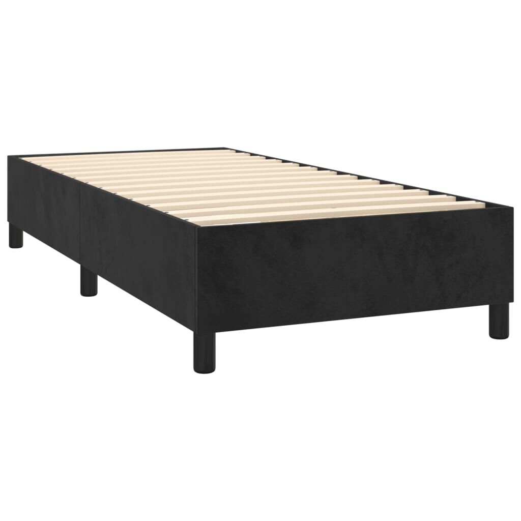 vidaXL Κρεβάτι Boxspring με Στρώμα & LED Μαύρο 80x200 εκ. Βελούδινο