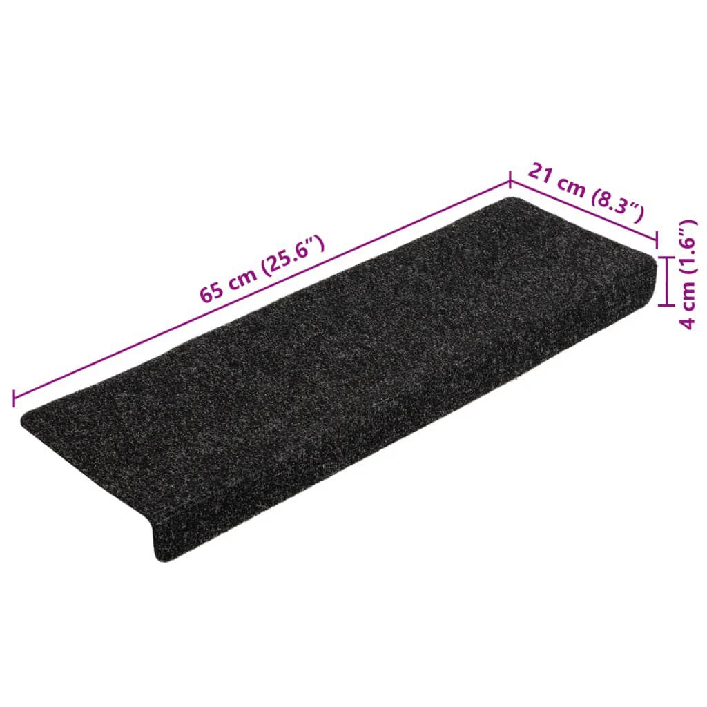 vidaXL Πατάκια Σκάλας 5 τεμ. Μαύρα 65x21x4 εκ. Βελονιασμένα