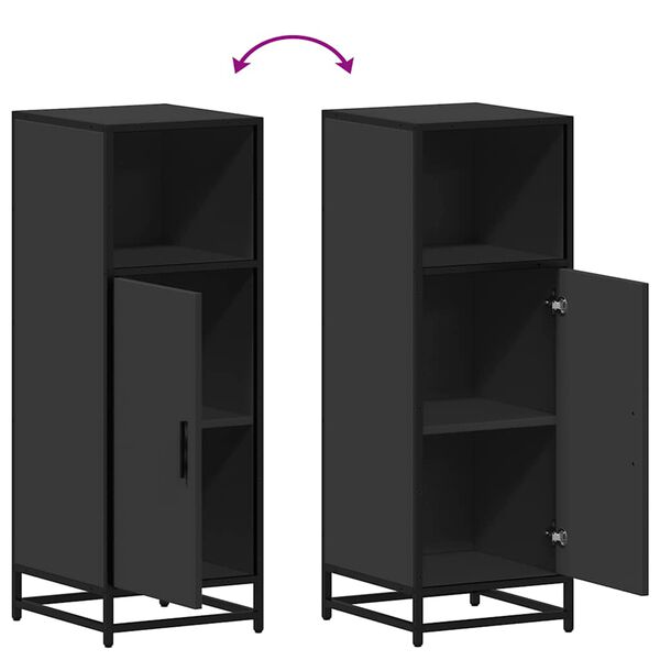 vidaXL Ντουλάπι μπάνιου Μαύρο 35x37,5x100 cm Ξύλινη κατασκευή
