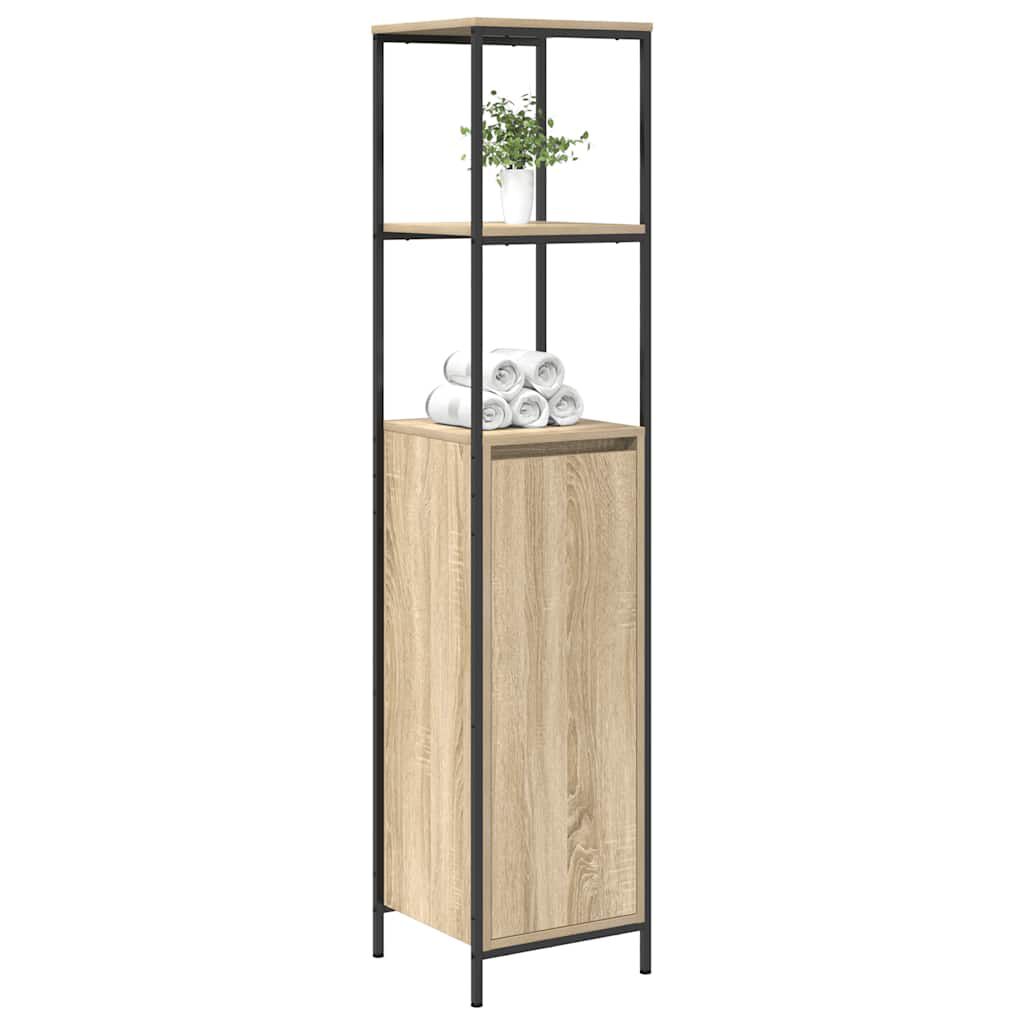 vidaXL Ντουλάπι μπάνιου με ράφια Sonoma δρυς 36x35x165 εκ.
