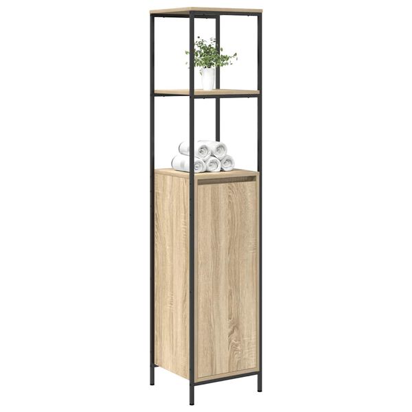 vidaXL Ντουλάπι μπάνιου με ράφια Sonoma δρυς 36x35x165 εκ.