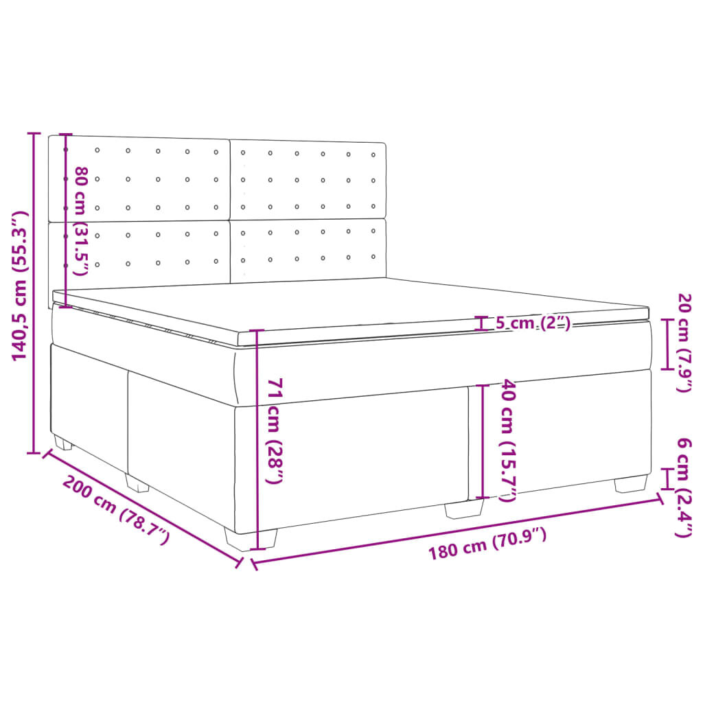 vidaXL Κρεβάτι Boxspring με Στρώμα Λευκό 180x200 εκ. Συνθετικό Δέρμα