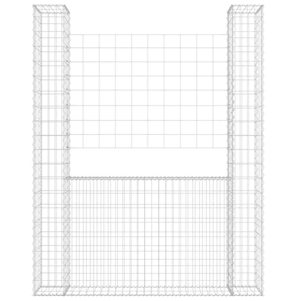 vidaXL Συρματοκιβώτιο σε U Σχήμα με 2 Στύλους 140x20x200 εκ Σιδερένιο
