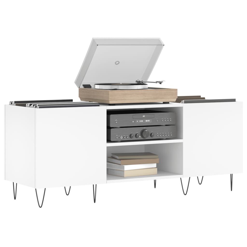 vidaXL Δισκοθήκη Λευκή 121 x 38 x 48 εκ. Επεξεργασμένο Ξύλο