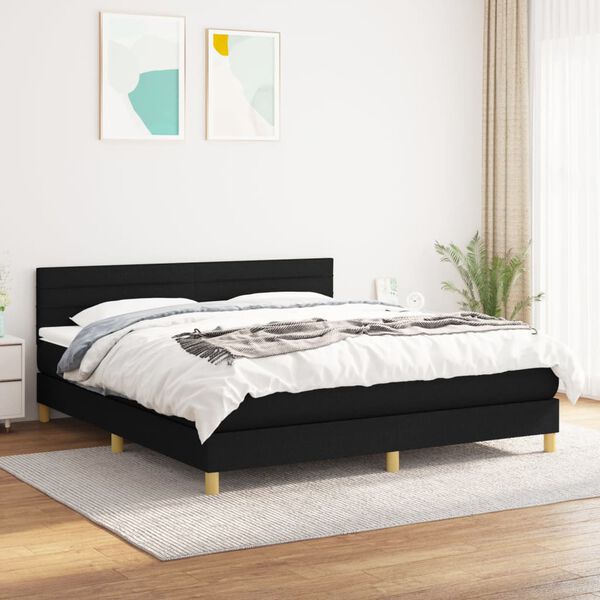 vidaXL &Kappa;&rho;&epsilon;&beta;ά&tau;&iota; Boxspring &mu;&epsilon; &Sigma;&tau;&rho;ώ&mu;&alpha; &Mu;&alpha;ύ&rho;&omicron; 160x200 &epsilon;&kappa;. &Upsilon;&phi;&alpha;&sigma;&mu;ά&tau;&iota;&nu;&omicron;