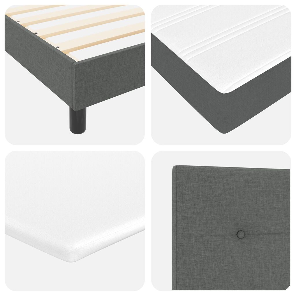 vidaXL Κρεβάτι Box Spring με Στρώμα Σκούρο Γκρι 100x200 εκ Υφάσματος