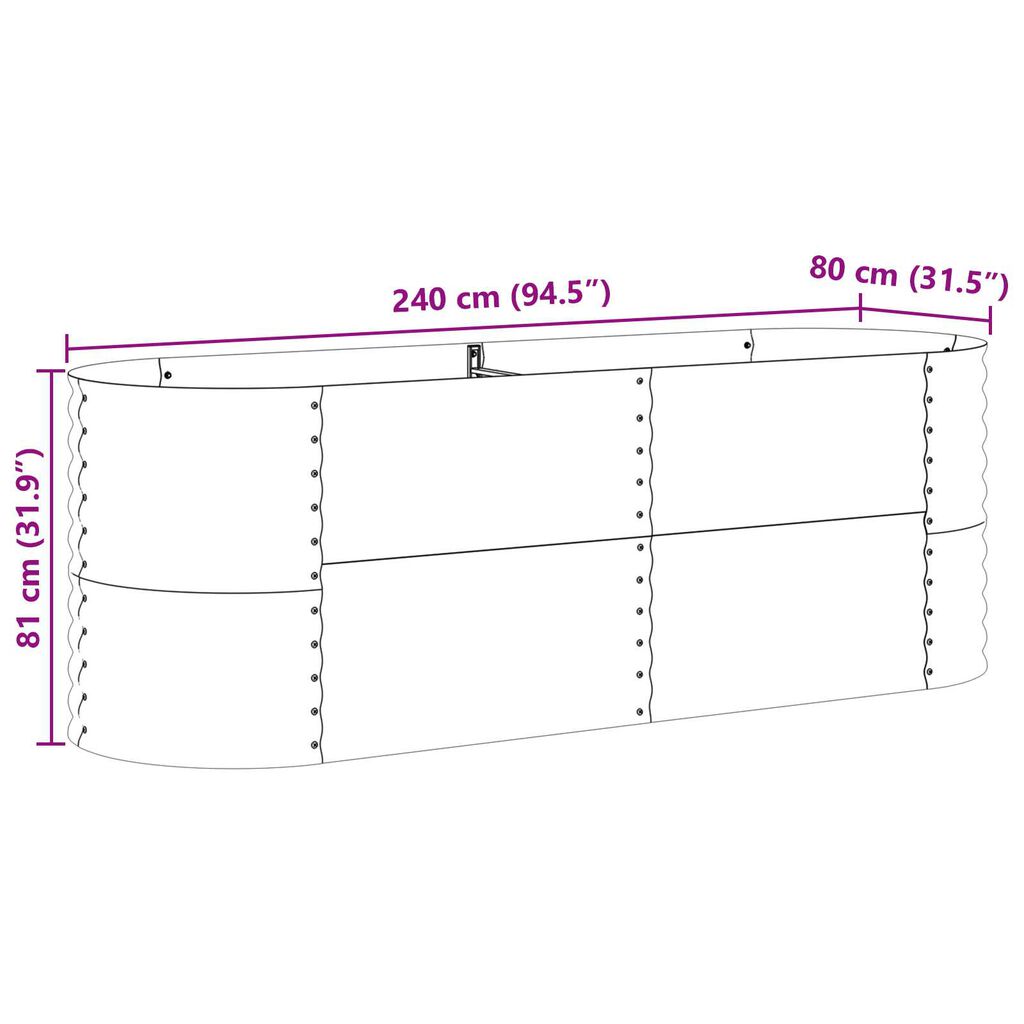 vidaXL Καφέ Υψηλό Κρεβάτι Κήπου - Όψη Ξύλου 240x80x81 εκ. Ατσάλι