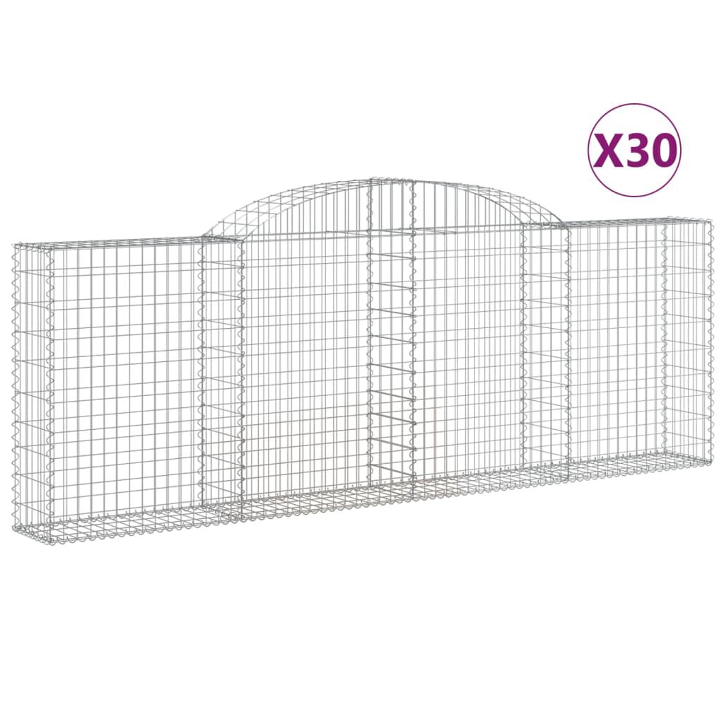 vidaXL Συρματοκιβώτια Τοξωτά 30 τεμ. 300x30x100/120 εκ. Γαλβαν. Ατσάλι