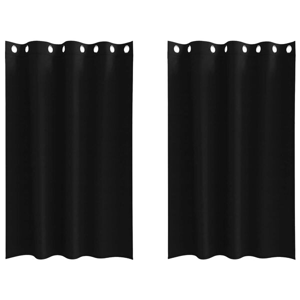 vidaXL Κουρτίνες με κουρτίνες 2 pcs Μαύρο 175 x 140 εκ. Πολυεστέρας