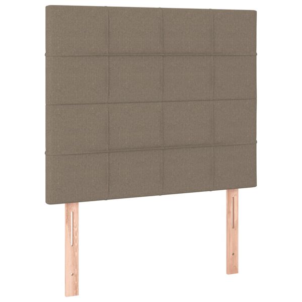 vidaXL Κρεβάτι Boxspring με Στρώμα & LED Taupe 90x200 εκ. Υφασμάτινο