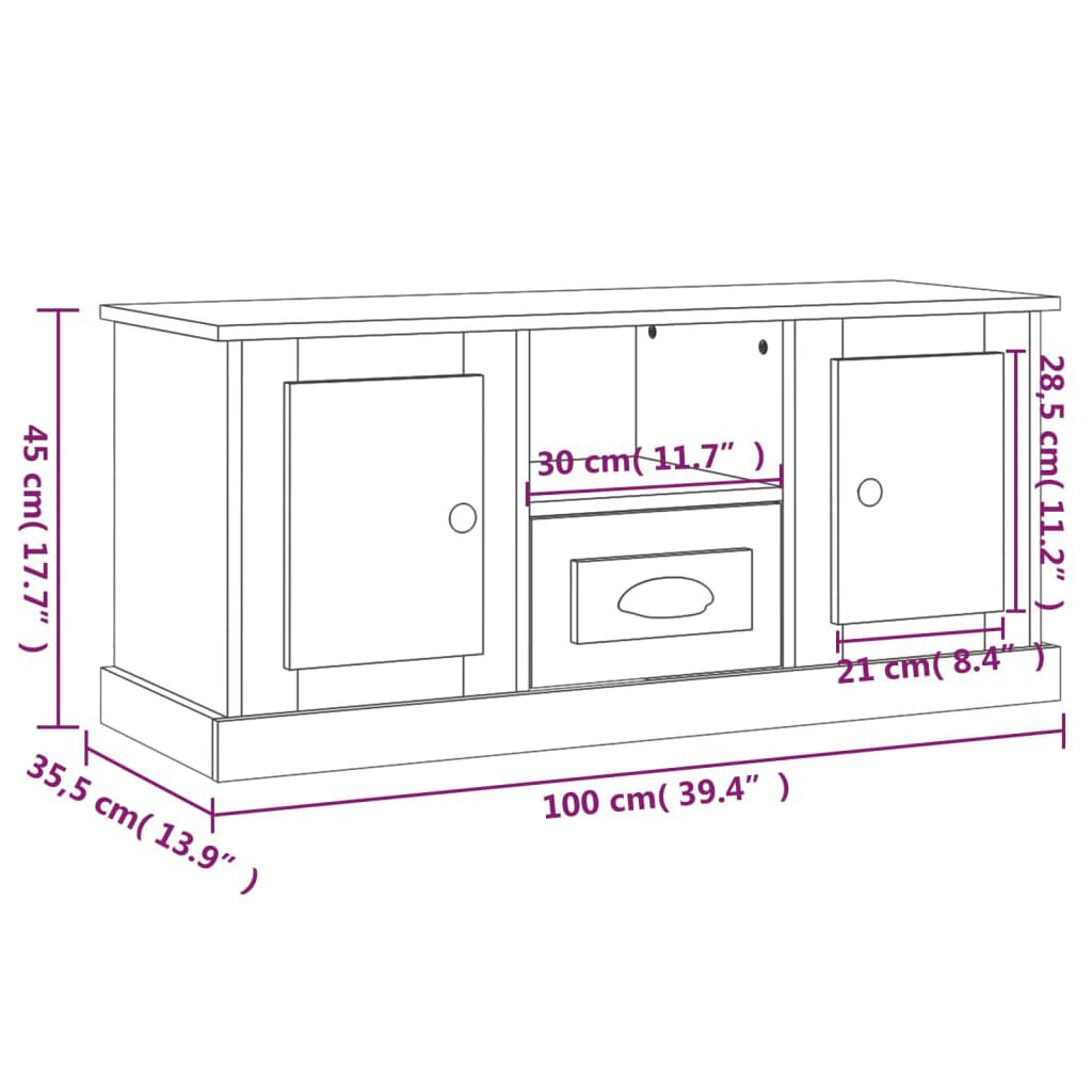 vidaXL Έπιπλο Τηλεόρασης Γκρι Sonoma 100x35,5x45 εκ. Επεξ. Ξύλο