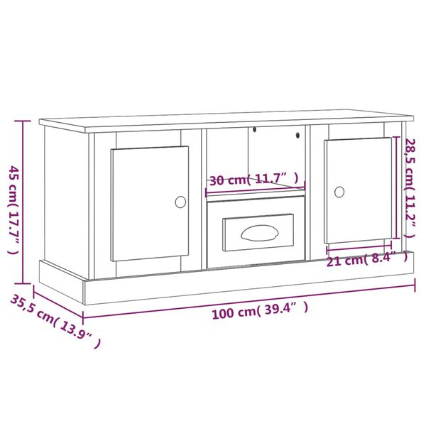 vidaXL Έπιπλο Τηλεόρασης Γκρι Sonoma 100x35,5x45 εκ. Επεξ. Ξύλο