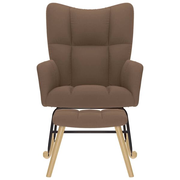 vidaXL Πολυθρόνα Κουνιστή Καφέ Υφασμάτινη με Υποπόδιο