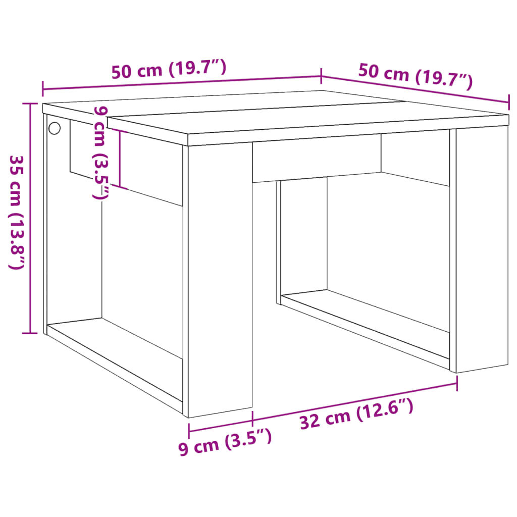 vidaXL Τραπέζι Βοηθητικό Παλαιό Ξύλο 50 x 50 x 35 εκ. από Επεξ. Ξύλο