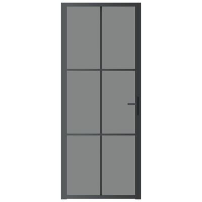 vidaXL Εσωτερική Πόρτα 83x201,5 εκ. Μαύρη ESG Γυαλί και Αλουμίνιο